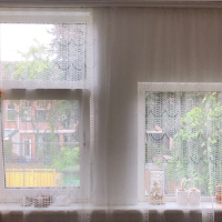 Vintage boogjes vitrage